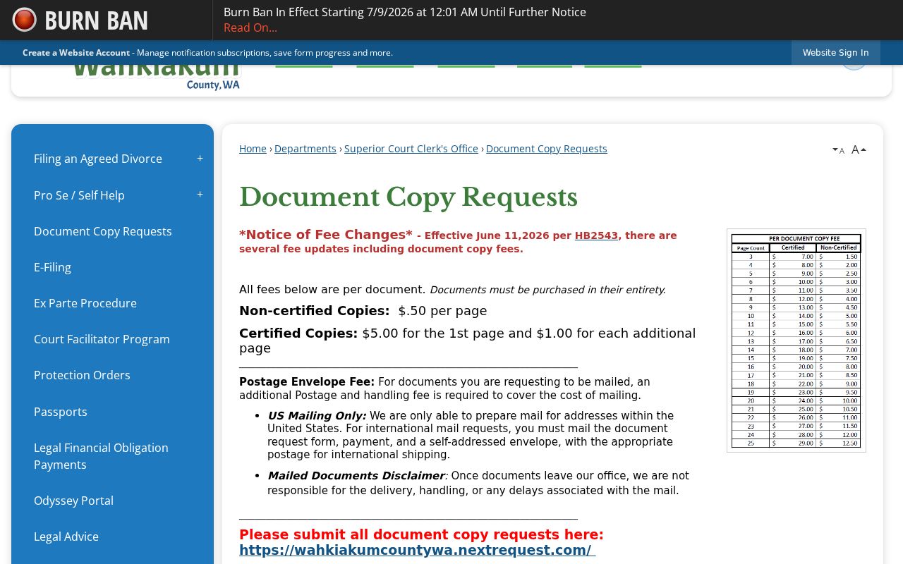 Wahkiakum County court records copy request requirements